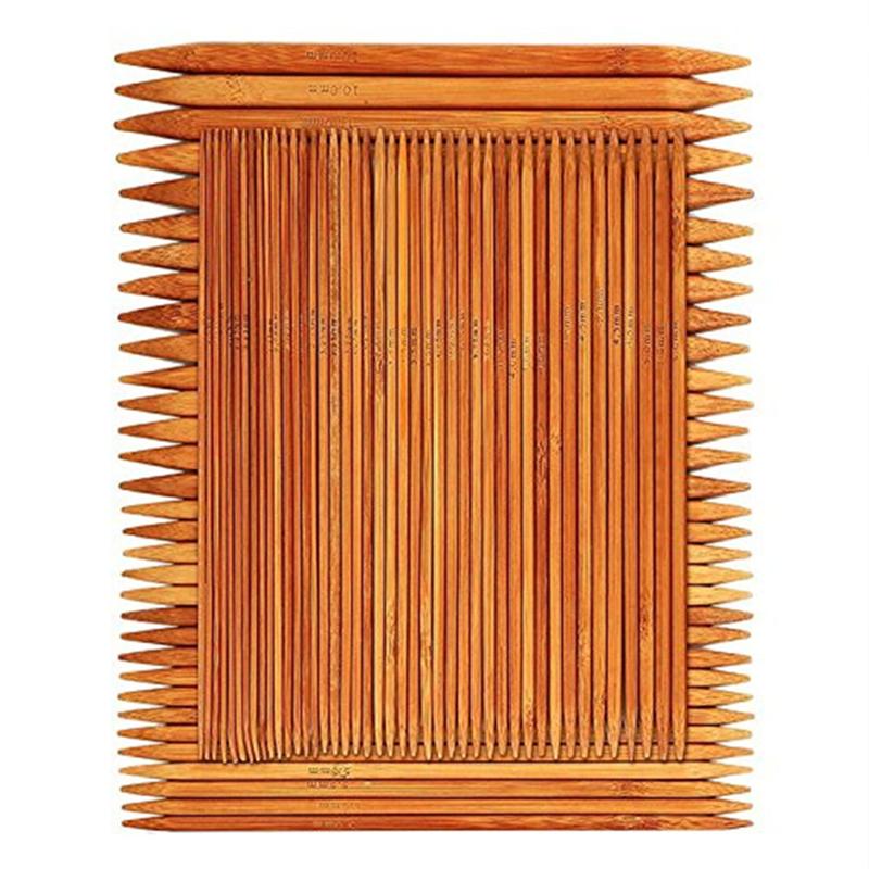 75 Pcs 20cm Bamboo Knitting Needles Set Dual-end Carbonization Knitting Needles Handmade Long Sweater Straight Needle Kit for Ho
