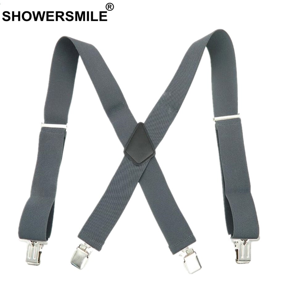 SHOWERSMILE Grün Männer Hemd Hosenträger Breite 5cm Herren Hosenträger 120cm 4 Clips Einstellbare Leder Hosen Gurt Für freund