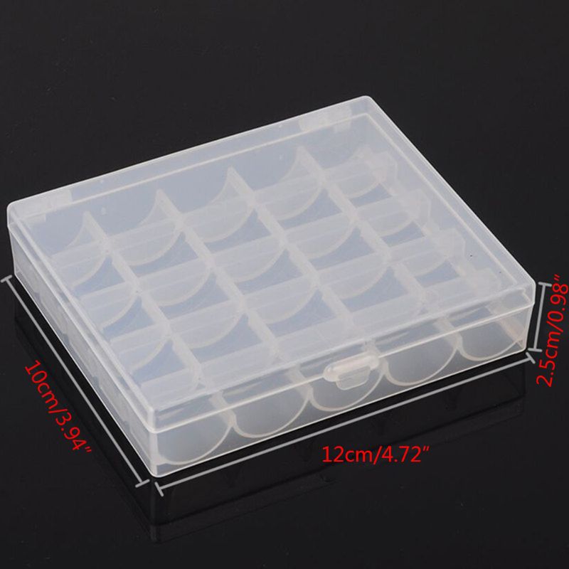 25Pcs Plastic Coil Empty Bobbins Sewing Machine Spools Home Tools Accessories with Clear Transparent Storage Case Box L93F