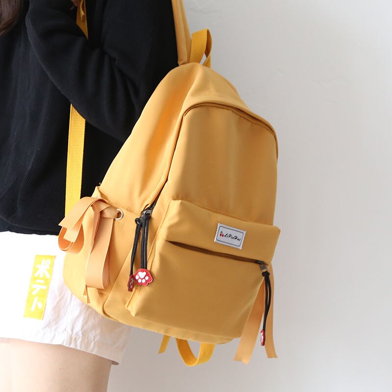 Adolescente sacos de escola para meninas adolescentes mochila mulher bookbags leve macio oxford preto faculdade estudante choolbag feminino: Amarelo