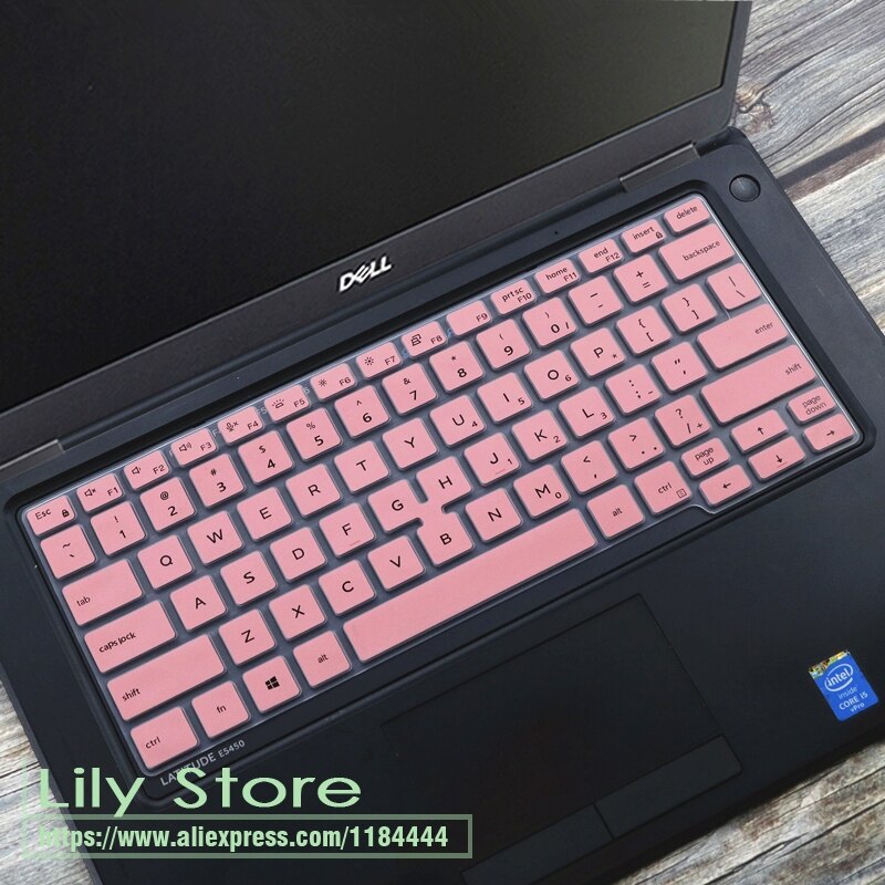 For DELL LATITUDE 3400 5400 5401 7400 14 inch Silicone Notebook laptop Keyboard cover protector skin: pink