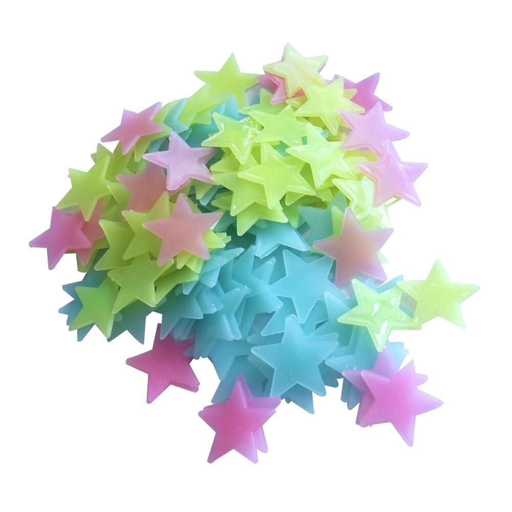 Pegatinas fluorescentes para habitación de niños, pegatinas de estrellas que brillan en la oscuridad, pegatinas luminosas para pared de color, 30 unidades: Multicolor 