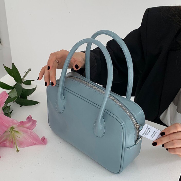 Frauen Täglich Umhängetasche Retro Öl Wachs Leder Mädchen Schulter Messenger Taschen Sommer Neue Damen Casual Tote Handtaschen: Blue