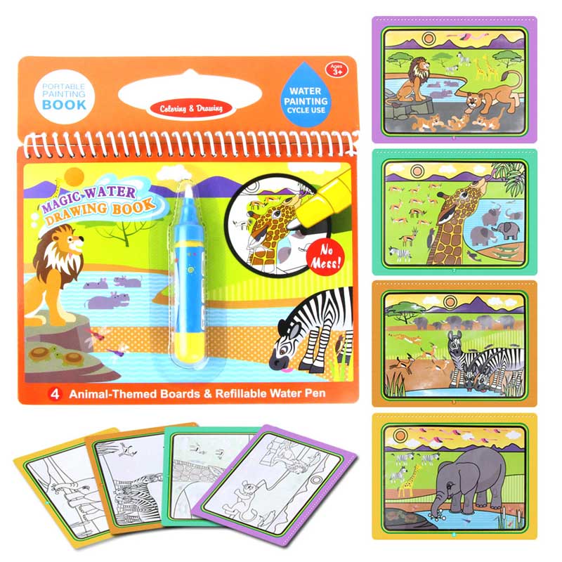 COOLPLAY Acqua Magica Disegno Libro Da Colorare Libro Libro di Doodle & Magic Pen Pittura Tavolo Da Disegno Per Bambini Giocattoli Regalo Di Compleanno: G Wild animal