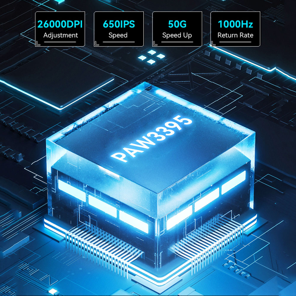 X3 PixArt PAW3395 mysz Bluetooth 2.4G połączenie Tri-Mode, 26000dpi, 650IPS, 49g lekka makro mysz do gier