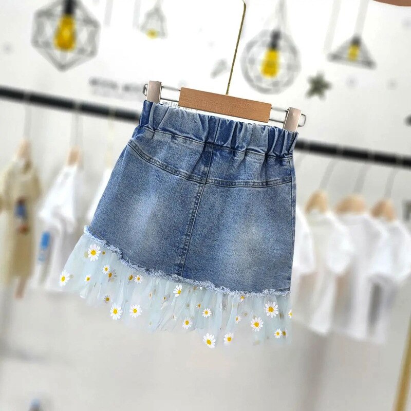 Gonne per ragazze primavera estate 2022 nuova gonna di jeans per adolescenti gonna a coda di pesce gonna per bambini moda Patchwork gonne a rete 3-12 anni