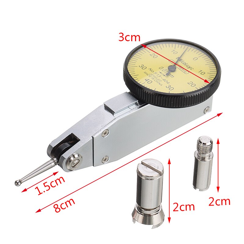 Indicador de prueba de Dial preciso, instrumento de medición de precisión métrica con rieles de cola de milano, montaje 0-40-0, 0,01mm, Mayitr