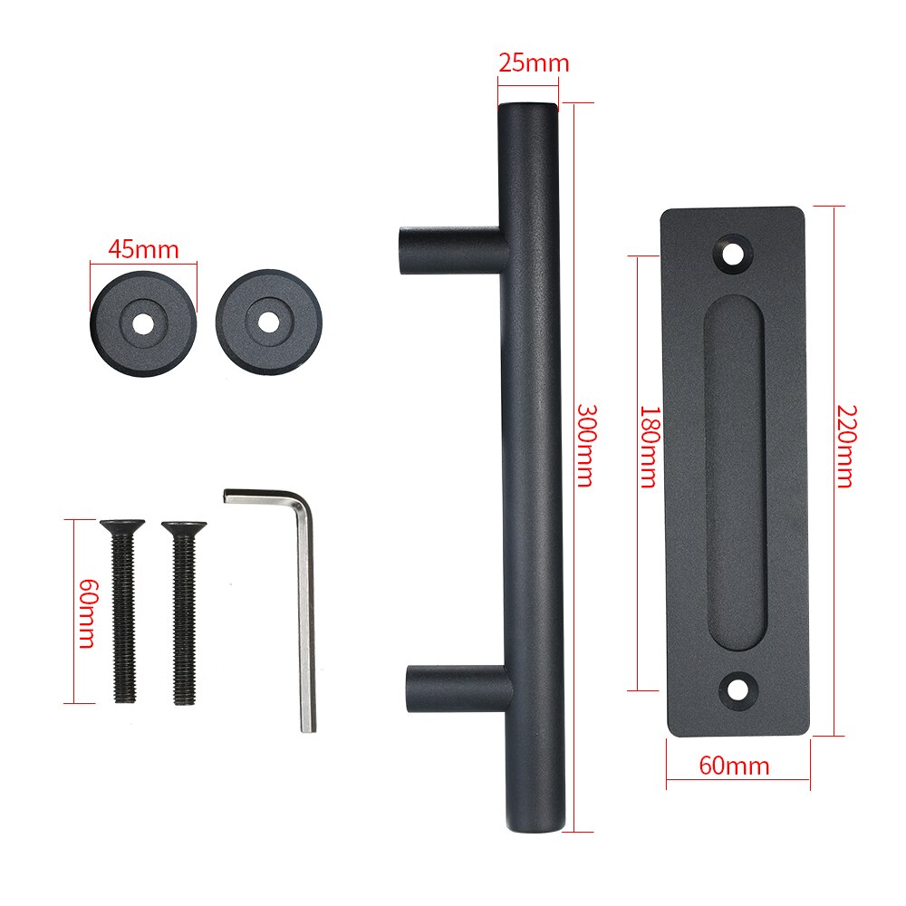 12" Sliding Barn Door Handle Heavy Duty Pull and Flush Door Handle Hardware Set Recessed Pull Adapter door thickness 35MM-45MM
