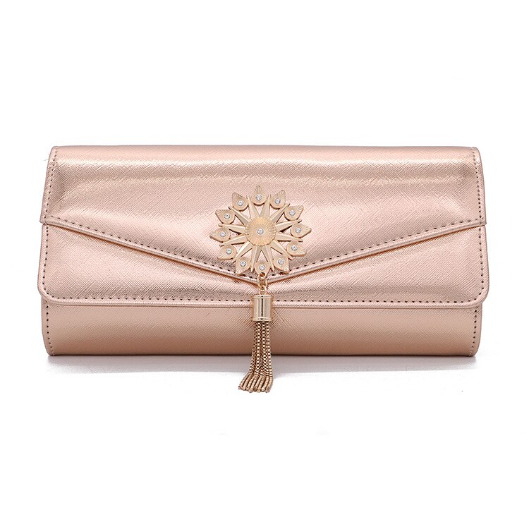 Luxe Vrouwen Clutch Bags Vrouwelijke Purse Wallet Party Bag Pu Kwasten Envelop Bridal Wedding Everning Handtassen Bolsa Feminina: champagne