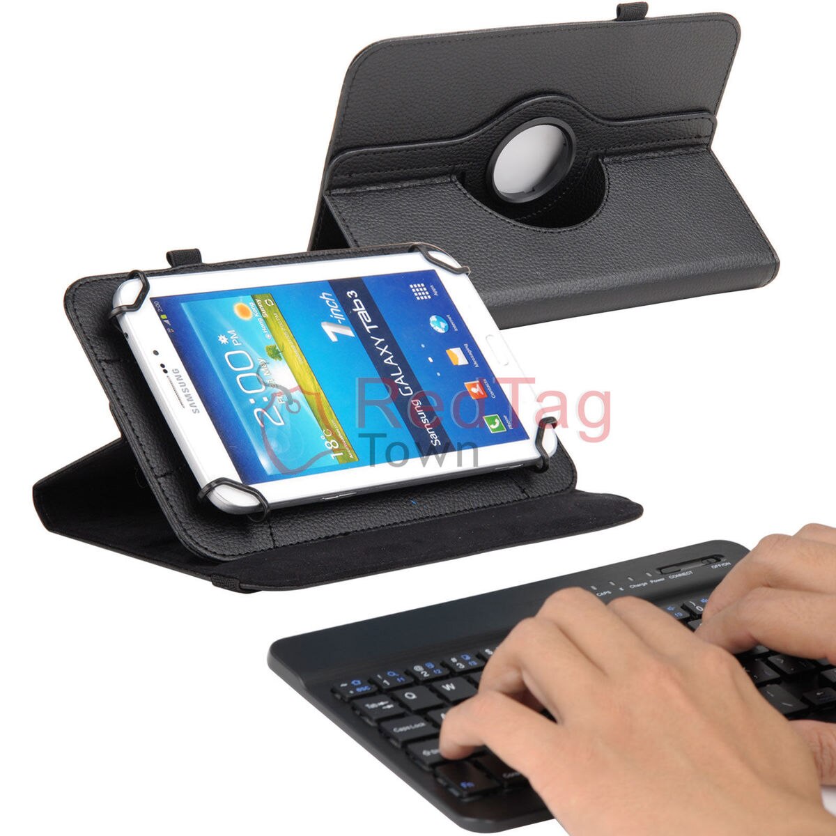 Rotating PU Leather Case with Bluetooth Keyboard for 7" RCA 7 Voyager II 2 / Pro Tablet Stands