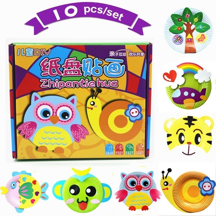 10pcs/set EVA DIY Cartoon Handicrafts Children Toys Craft Animal Puzzle Paper Tray Painting Backpack Education Toy: C 10pcs/set