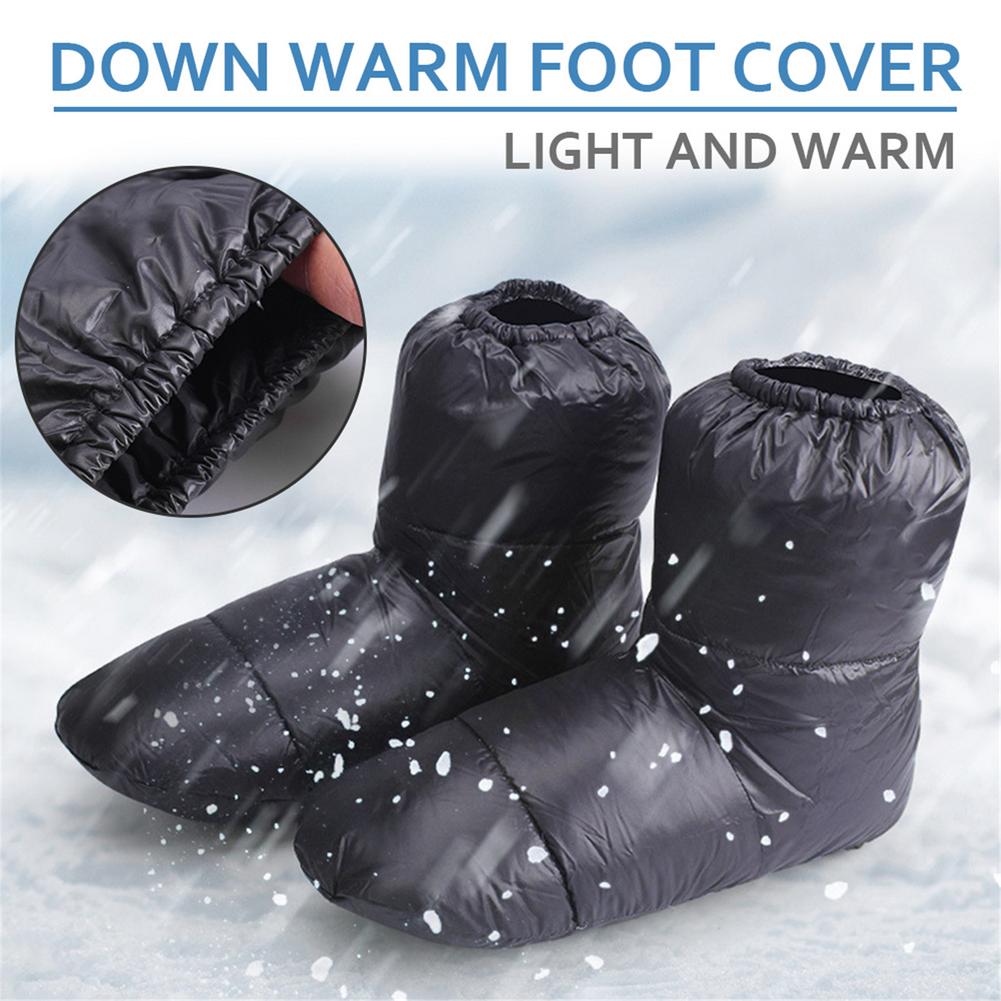 M-l-calcetines de plumas de ganso blanco para hombre y mujer, cubierta de zapatos impermeable para interiores, invierno, cálido