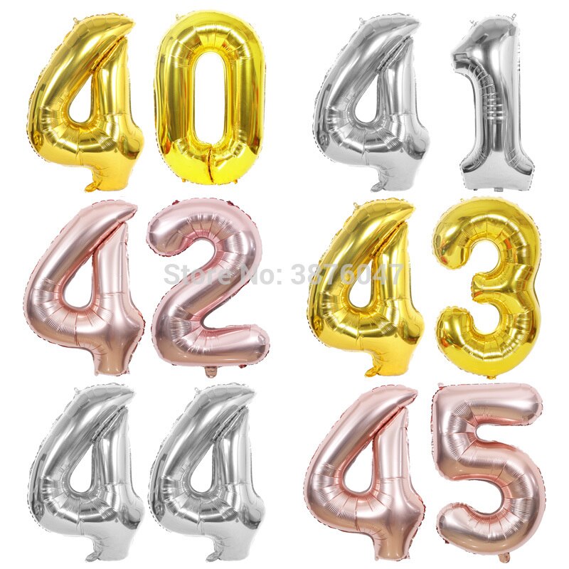 40inch 40 41 42 43 44 45 balloon rose gold silver anniversary party decoration 40th 41st 42nd 43rd 44th 45th birthday balloons