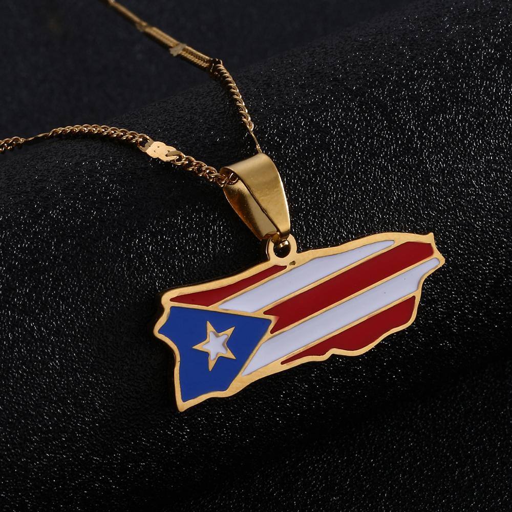 Trendy Emaille Puerto Rico Karte Anhänger Halskette für Frauen Puerto Ricans Karte Charm Schmuck