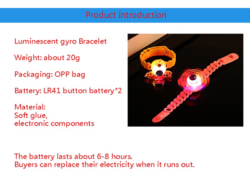 Cinturino per bambini con luci a LED luminose bagliore nel buio polsino rotante manuale Flash giroscopio giocattolo di plastica Fidget trottola 0