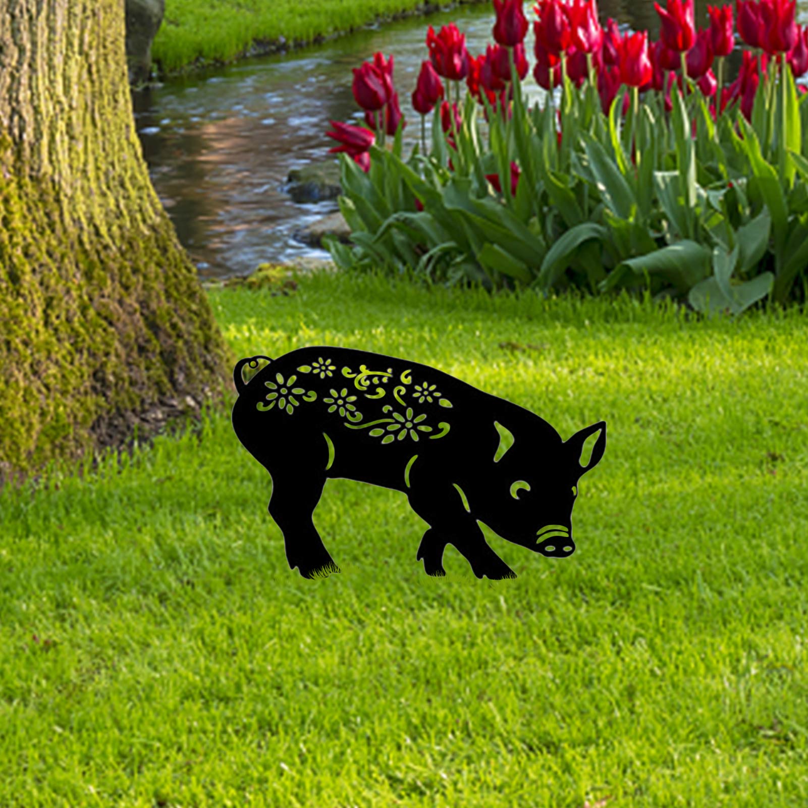 Schwein Ferkel Ebene Silhouette Haufen Schatten Dekoration Einatz Garten Gartenarbeit Dekoration Schwein Silhouette Land Hof Kunst Silhouette
