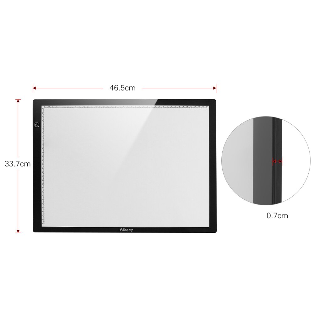 Magnetic A3/A4 LED Tracing Light Box Ultra-thin Stepless Dimmable Brightness Artcraft Light Table Board with Scale USB Powered: A3