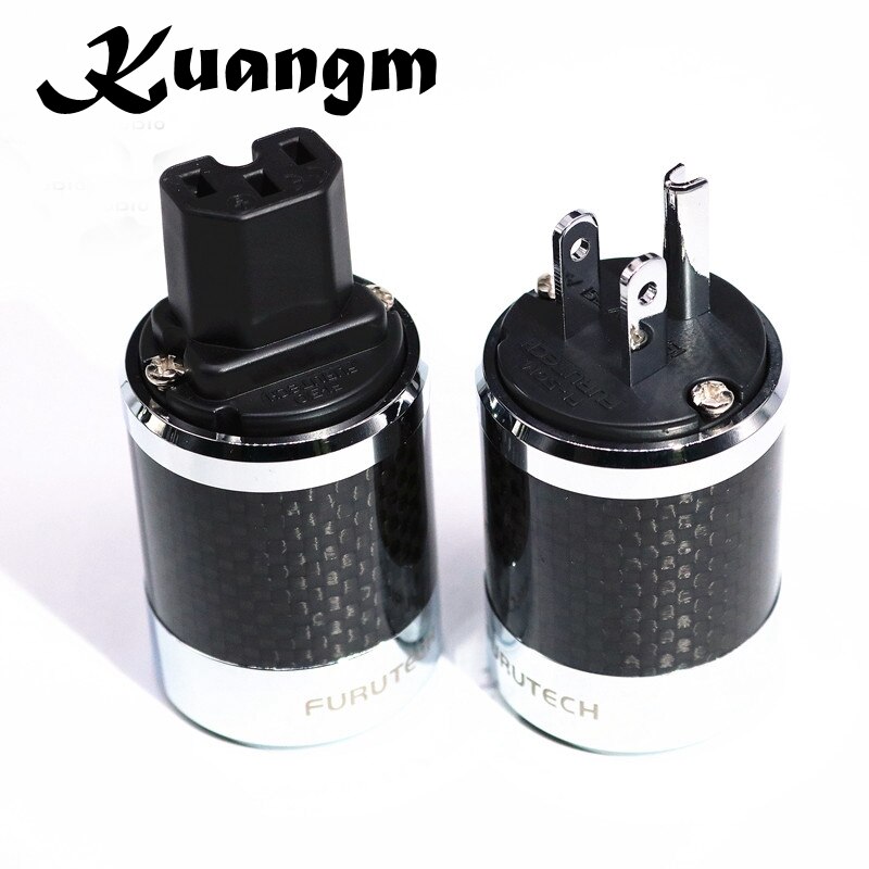 Kuangmhigh qualityfi -50 & fi50m carbon fiber rhodineret vekselstrøm elektrisk mandlig hunstik iec eu us iec hifi plug