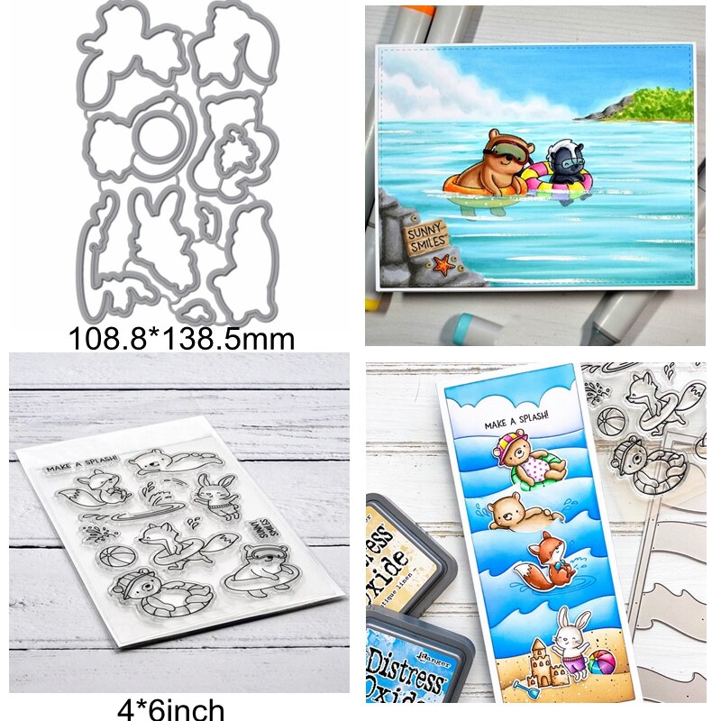 Troqueles de corte de Metal para manualidades, letras del alfabeto elfo, oso, árbol de invierno, Feliz Navidad, Matc, sellos de silicona transparentes,: 8