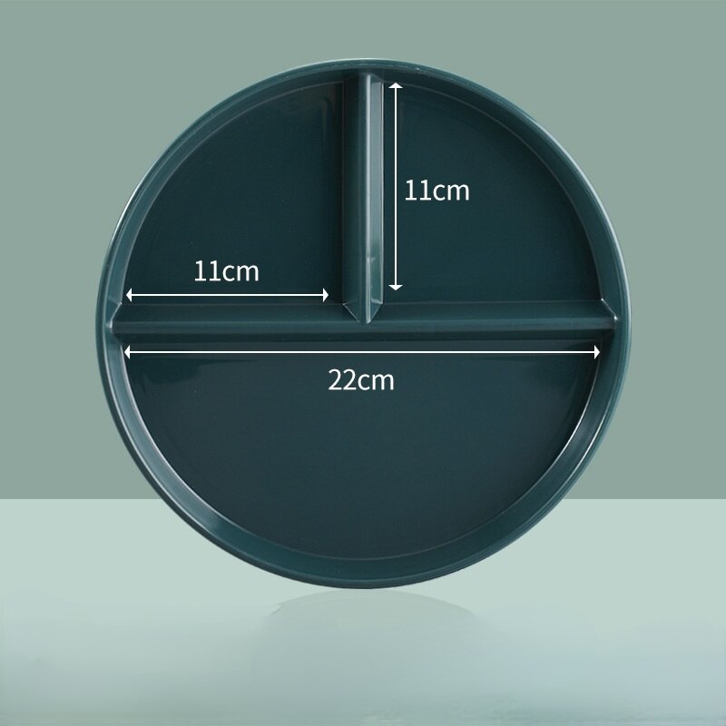 Compartment Plate For Food Round Plastic Dinner Plates Dinnerware Dining Plate Serving Dishes Cake Salad Kitchen Plates: Dark green