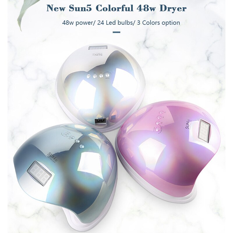 SUN5 48W Dual lámpara de uñas LED UV secador de uñas de Gel polaco Luz de curado con fondo 30s/60s temporizador pantalla LCD