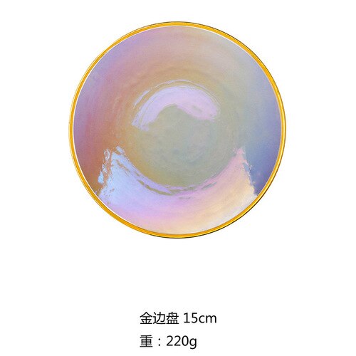 Creatieve Japanse Stijl Regenboog Ion Gehamerd Glas Plaat Set Westerse Salade Fruitschaal YHJ022701: plate-6 inches