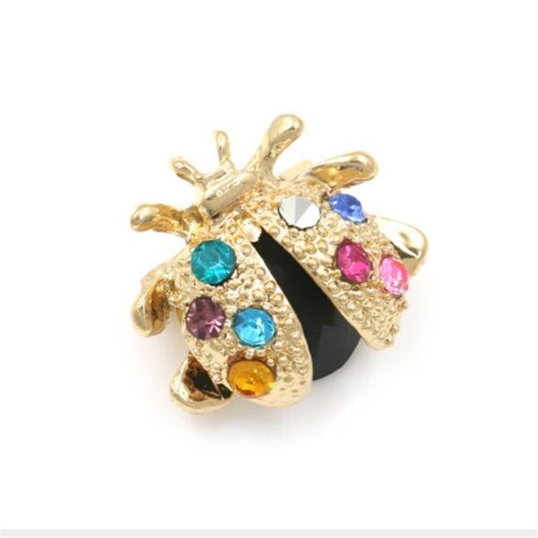 WKOUD 1Pcs Small Ladybird Colorful Crystal Rhinestones Brooch Pins For Women Or Girls: Colorful