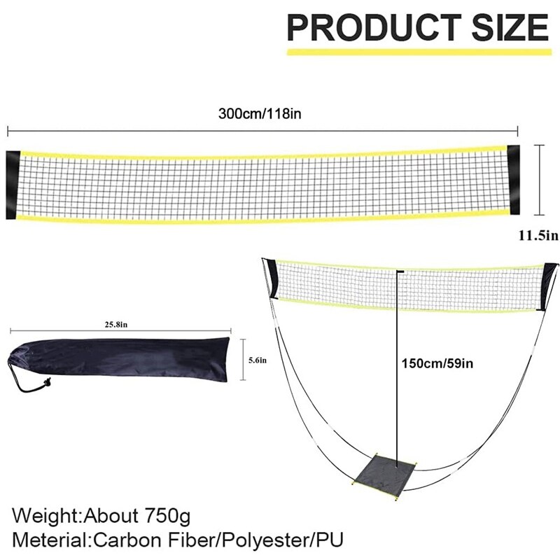 Foldable Badminton Net Set For Garden Soccer Tennis Kids Volleyball On Beacheasy Setup Net With Carry Bag