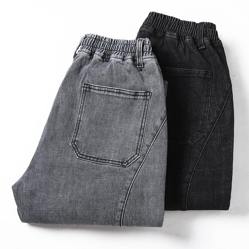 Menn bukser plus size stretch harem bukser jeans menn løse høst og vinter elastiske midje bukser
