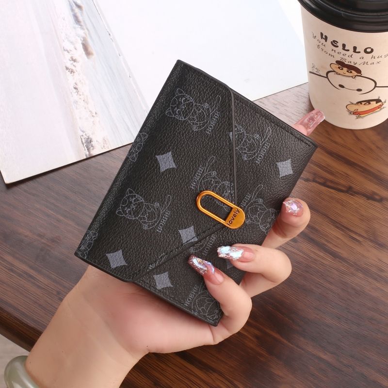 Stylish and Minimalist Three-fold Wallet for Women with Multiple Card Slots, Trendy Short Ladies' Wallet with Coin Pocket: black