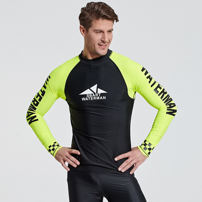 Sbart Men Scuba Snorkeling T Shirts UPF 50+ Wetsuits Diving Suits Tops Long Sleeves Surfing Rash Guards Male Bathing Suits