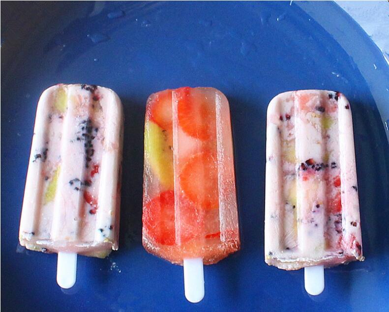 1 Set 4 Cells Popsicles Mold Plastic Frozen Ice Cream Mold Popsicle Maker Lolly Mould Tray Pan Maker Tool Summer DYI Supplies