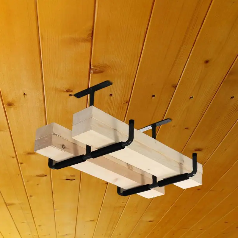 2PC soffitto cremagliera lo scaffale T-a forma di in testa box auto Deposito cremagliera pesante dovere appendiabiti per box auto giardino utensili Pala rastrello Organizer