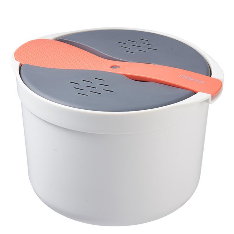 2L Rijstkoker Voor Magnetron Twee-Layer Voedsel Stoomboot Pot Pp Magnetron Koken Isolatie Bento Lunch Box Voor thuis Restaurant: orange