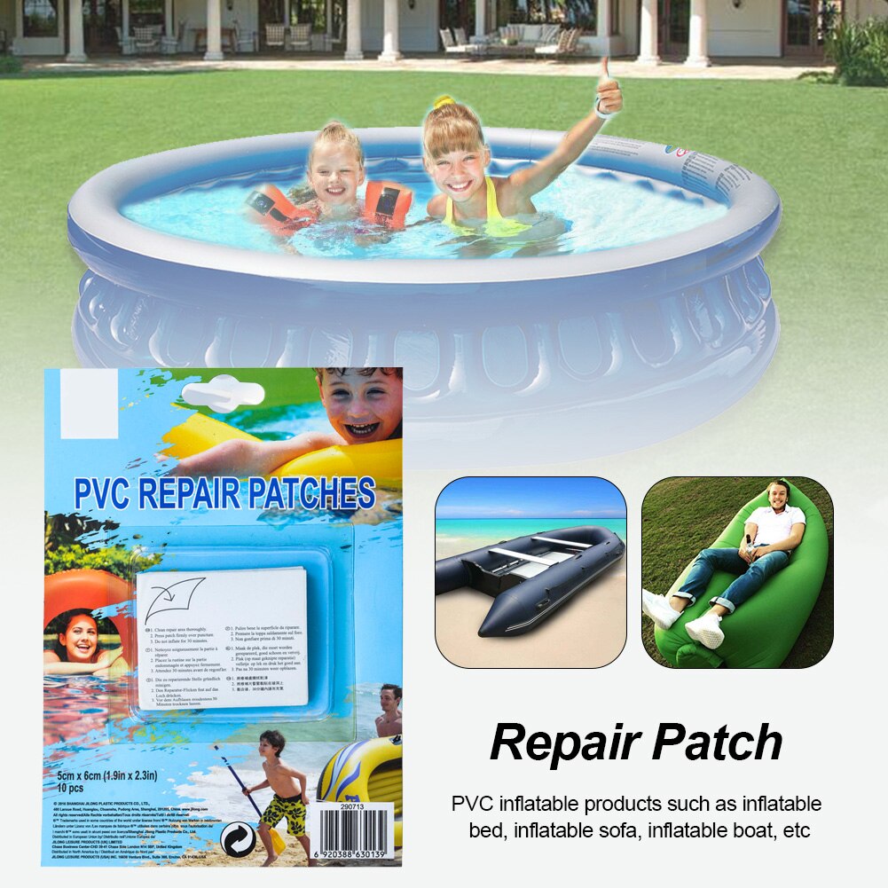 Parche de reparación de flotador de natación, cinta de reparación de juguetes inflables de PVC, anillo de natación transparente, accesorios adhesivos para botes de aire, 10 Uds.