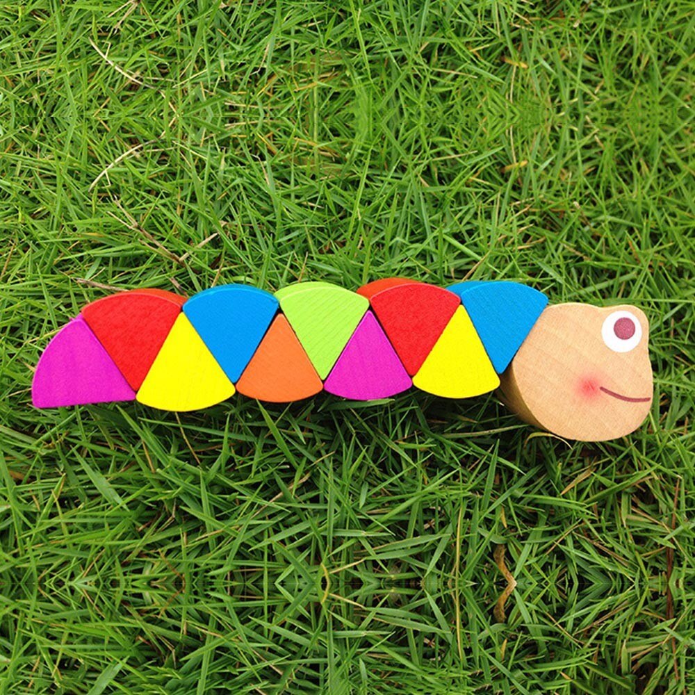 Baby Houten Speelgoed, Leuke Transformable Krokodil Rupsen Puzzel, Vinger Flexibele Training Intelligentie Educatief Speelgoed