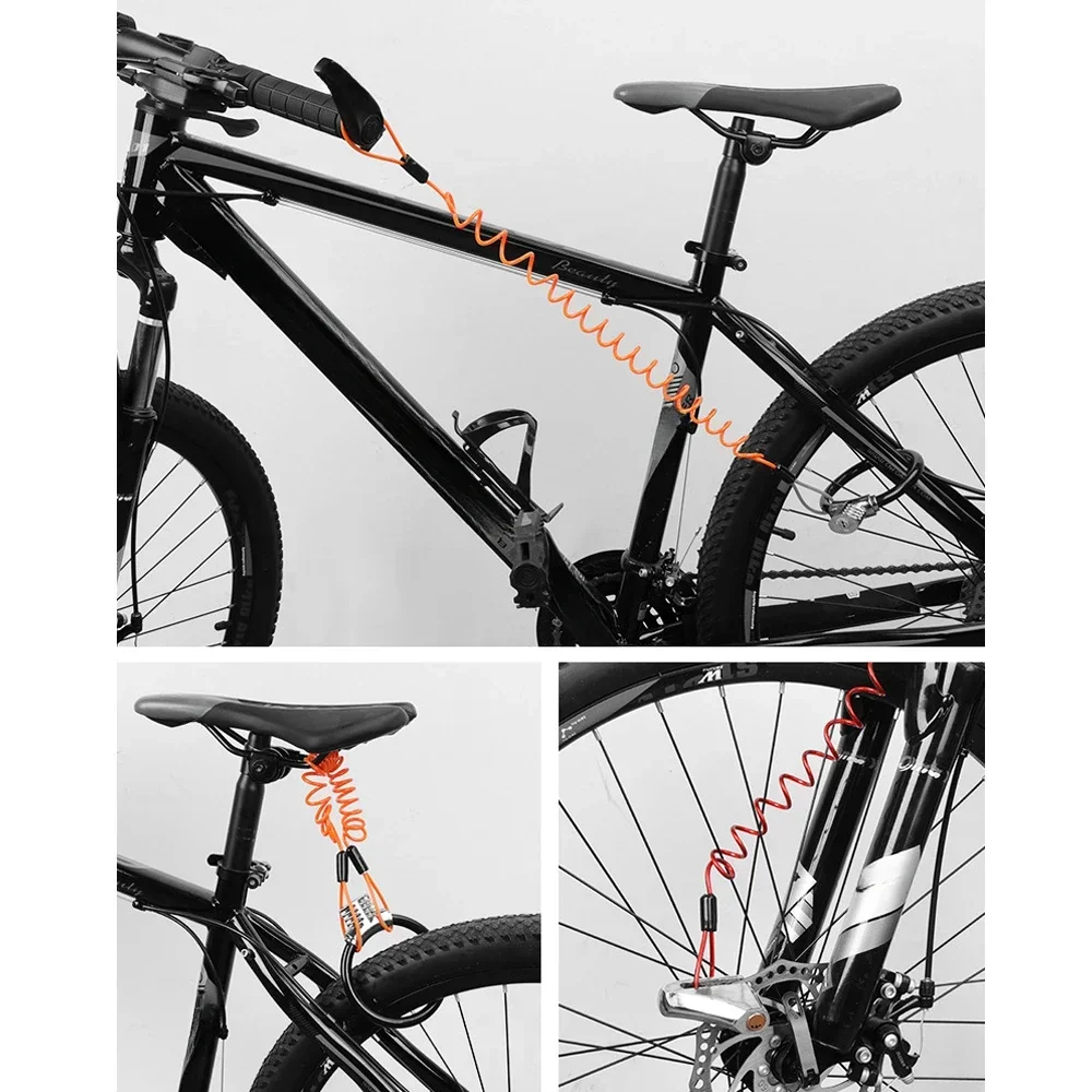 Fiets Lente Kabelslot Anti-Diefstal Touw Alarm Disc Lock Fiets Beveiliging Herinnering Motorfiets Diefstal Bescherming 120-145cm