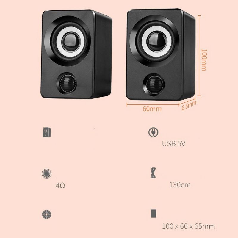 USB Computer Speaker - Active Stereo Sound - Portable Audio for Music, Gaming, Films