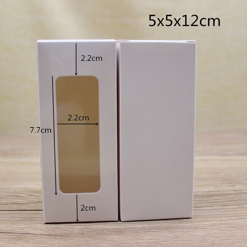 10pcs 5cm series size retangular window packag boxes 5x5x8/10/12/15/20cm paper box white home party suppiles box: 5x5x12cm window box
