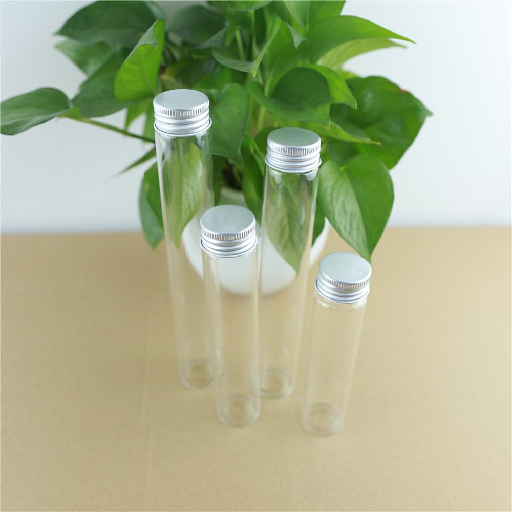 12 Stks/partij 60Ml/80Ml/100Ml/110Ml Glazen Flessen Aluminium Cap Leuke Jar Flesjes diy Craft Container Transparante Parfumflesjes