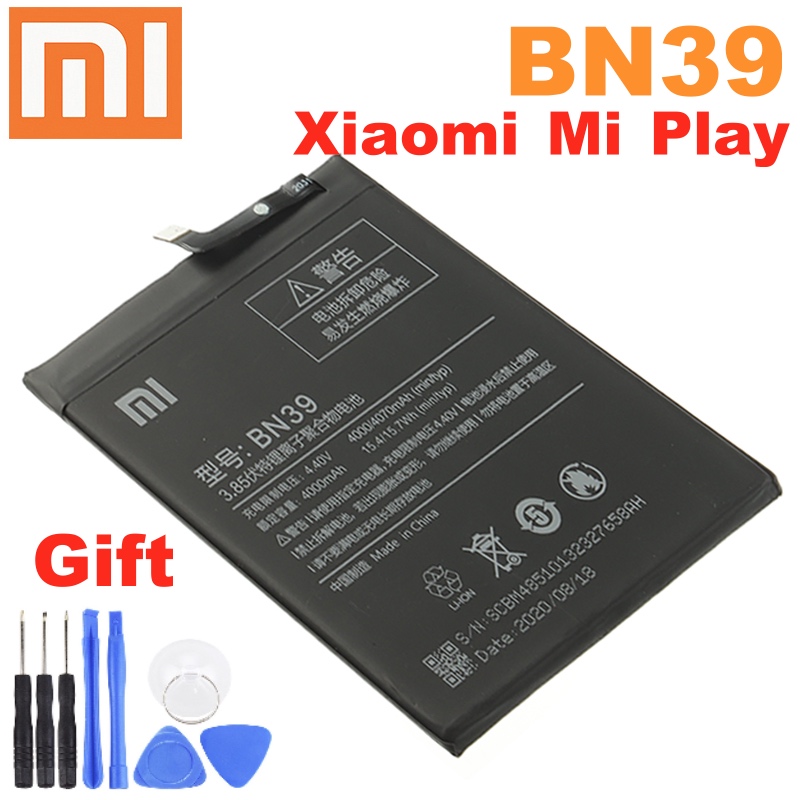 100% Originele Xiao Mi BN39 Batterij Voor Xiaomi Mi Spelen BN39 Telefoon Vervanging Batterijen 3000Mah + Gereedschap