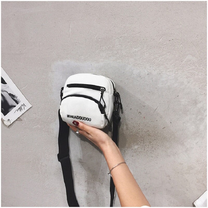 Kvinnors väskor väskor casual canvas axel crossbody explosion stil koreansk påse: Vit