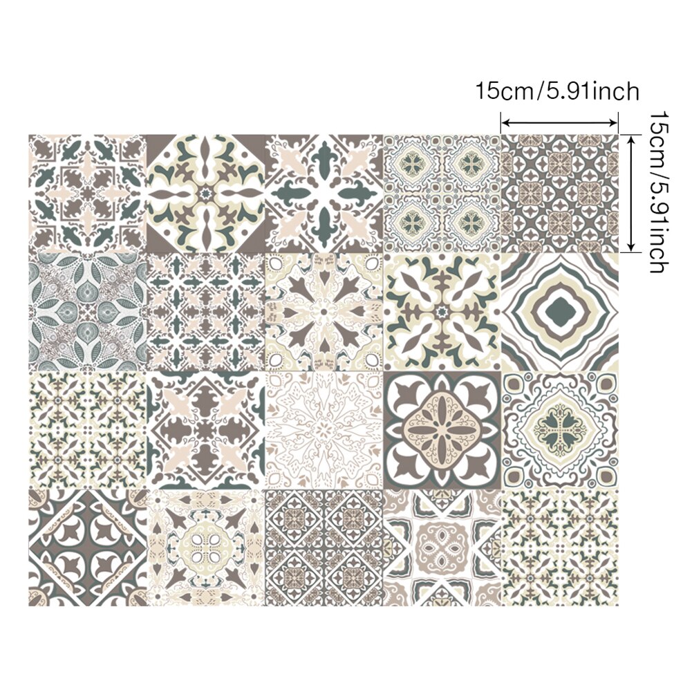 Furniture Unique Tile Sticker Mural 20pcs Self Adhesive Waist Line Wall Decals Waterproof Tile Floor Stickers: B / 10x10cm