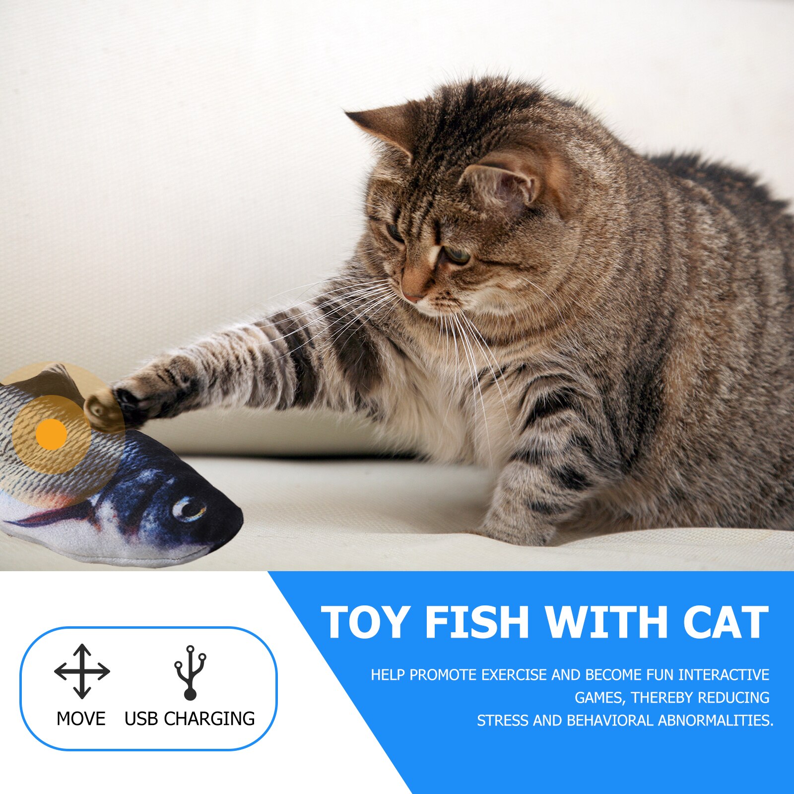 Jouet à poisson-chat électrique, poisson-chat à bascule réaliste qui bouge, jouets amusants à mouvement, Rechargeable par USB, herbe-aux-chats