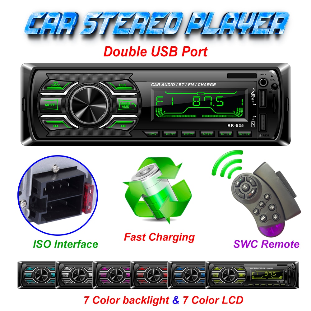 1DIN Bluetooth Vintage Auto Radio MP3 Speler Stereo USB AUX Klassieke Auto Stereo Audio met SWC Remote