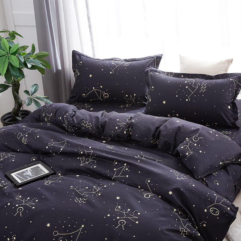 Constellation-ensemble de literie moderne | Housse de couette, housse de lit, drap plat, étuis d'oreiller, ensemble de lin