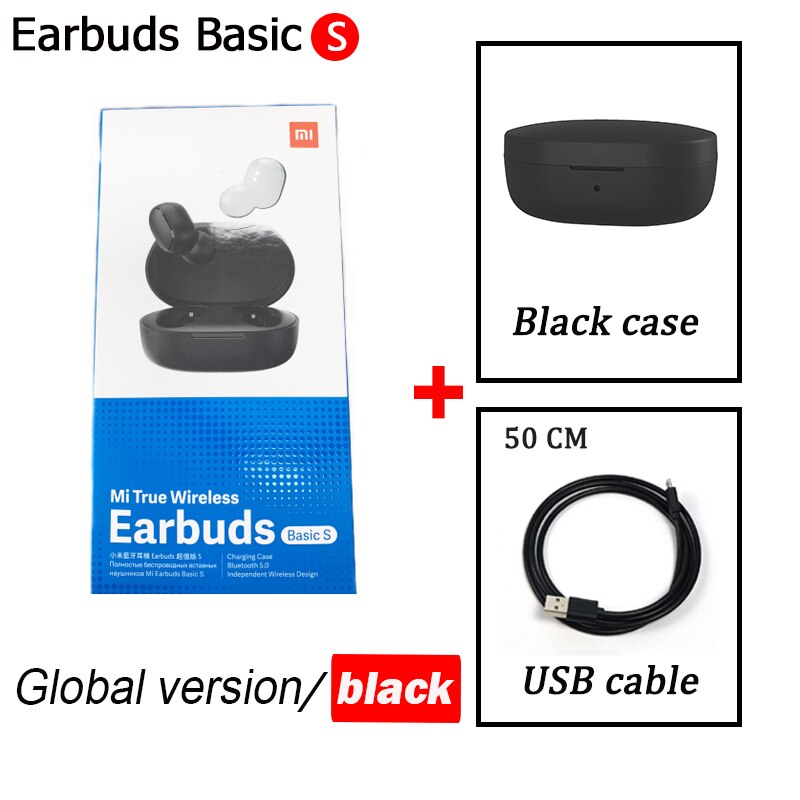 Xiaomi Redmi AirDots 2 TWS Wireless Stereo Bluetooth 5,0 Kopfhörer Noise Reduction Freisprecheinrichtung AI Voice Control Airdots Generation: earbuds s black case