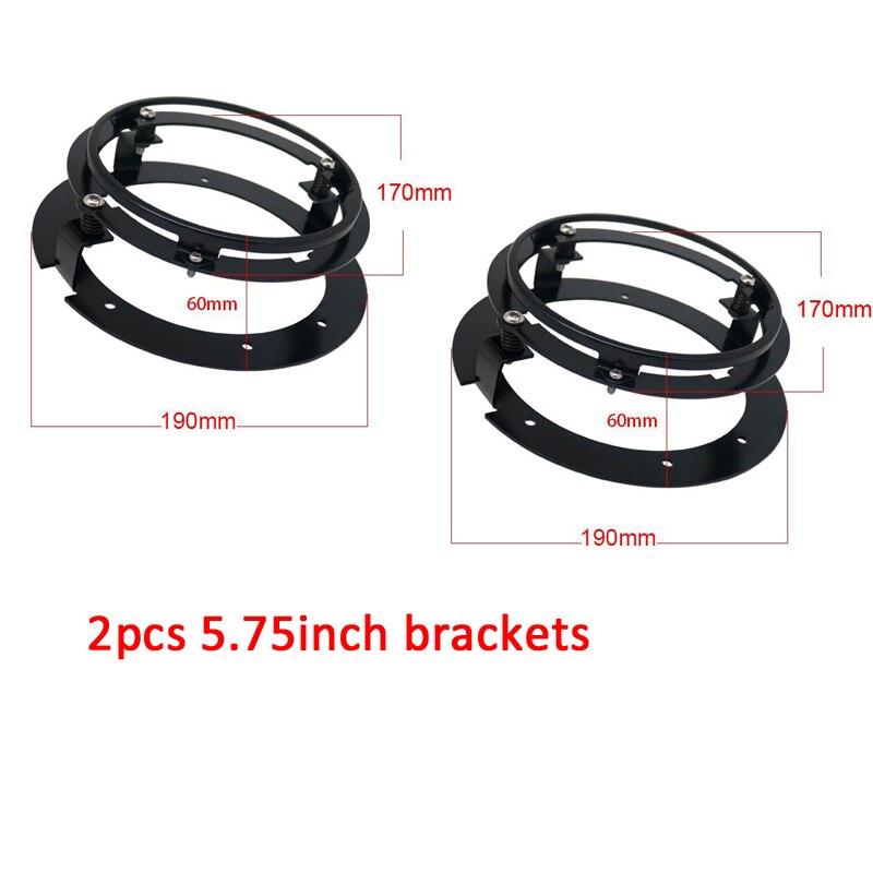 5-3/4 Inch LED Headlight Mounting Ring Bracket Adapter For Harley Accessories 5.75" Motorcycle Headlamp Housing: 2pcs Black