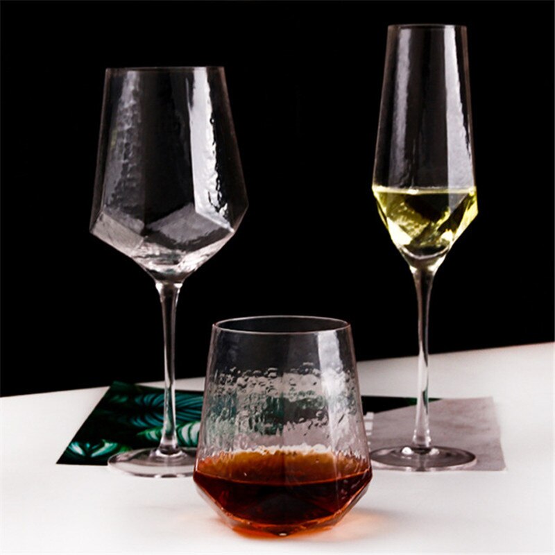 Verre à vin moderne verre à diamant martelé | Flacons de coupe créative, liqueur tasse de Champagne, verre à bord en or, vaisselle pour décoration de la maison du Bar