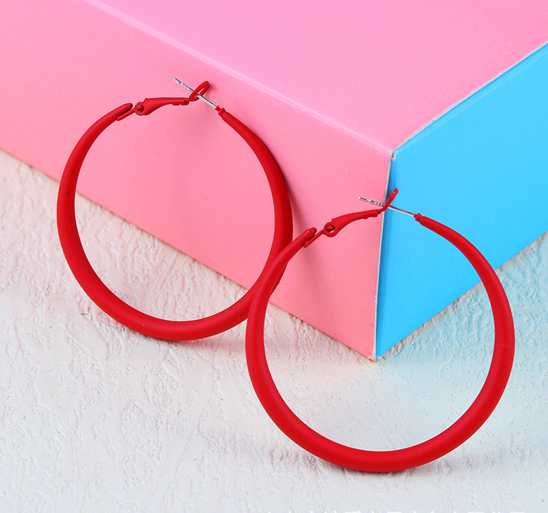 Summer Colorful Neon Hoop Earrings Pink Blue Green Yellow Large Circle Earrings for Women Girl Rock Punk Jewelry: Rhodium Plated